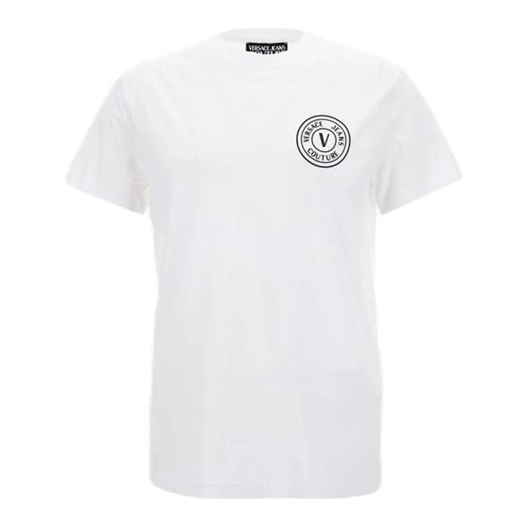Biała koszulka z nadrukiem logo dla mężczyzn Versace