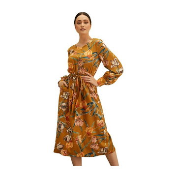 Kasia Miciak design, Miodowa sukienka w kwiaty Brązowy, female,