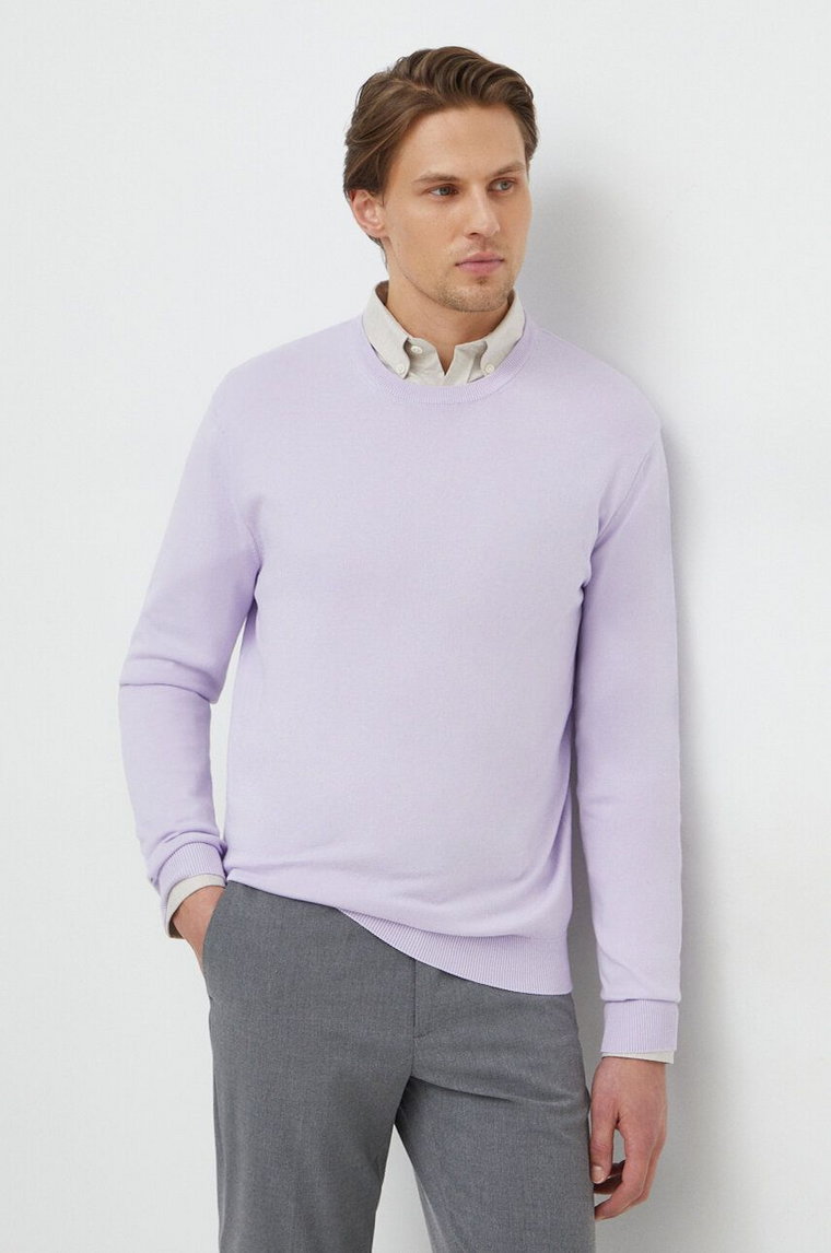 United Colors of Benetton sweter bawełniany kolor fioletowy lekki