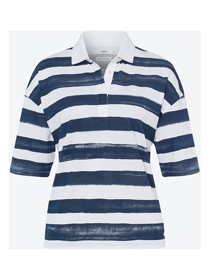 BRAX Koszulka polo "Style Clea" w kolorze biało-niebieskim