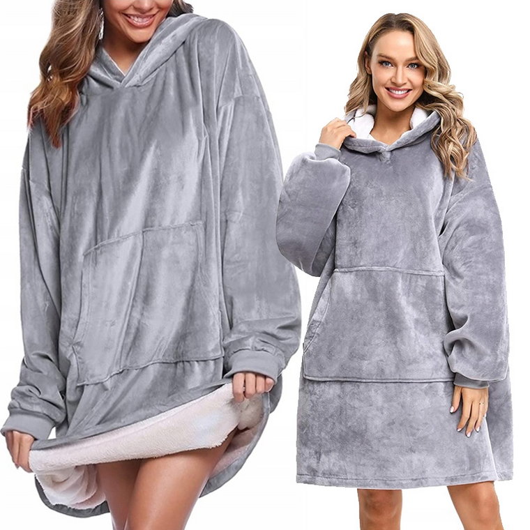 Koc Bluza Oversize Ciepła 2W1 Gruba XXL Futrzak Kocobluza