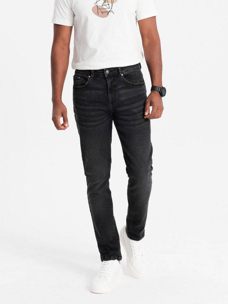 Spodnie męskie jeansowe SLIM FIT - czarne V1 OM-PADP-0110