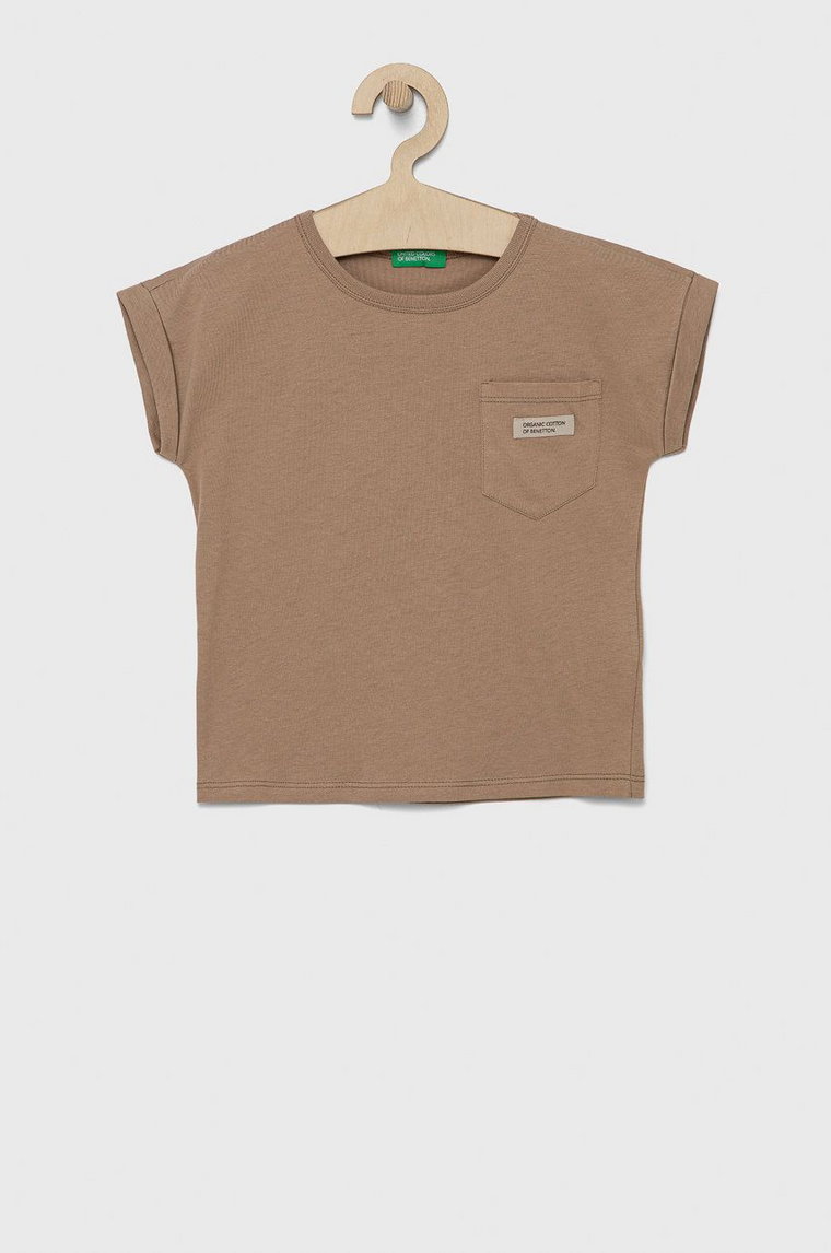 United Colors of Benetton t-shirt bawełniany dziecięcy kolor brązowy