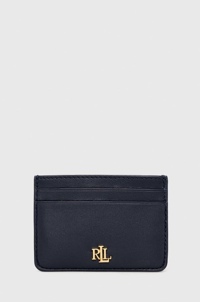 Lauren Ralph Lauren etui na karty skórzane damski kolor granatowy