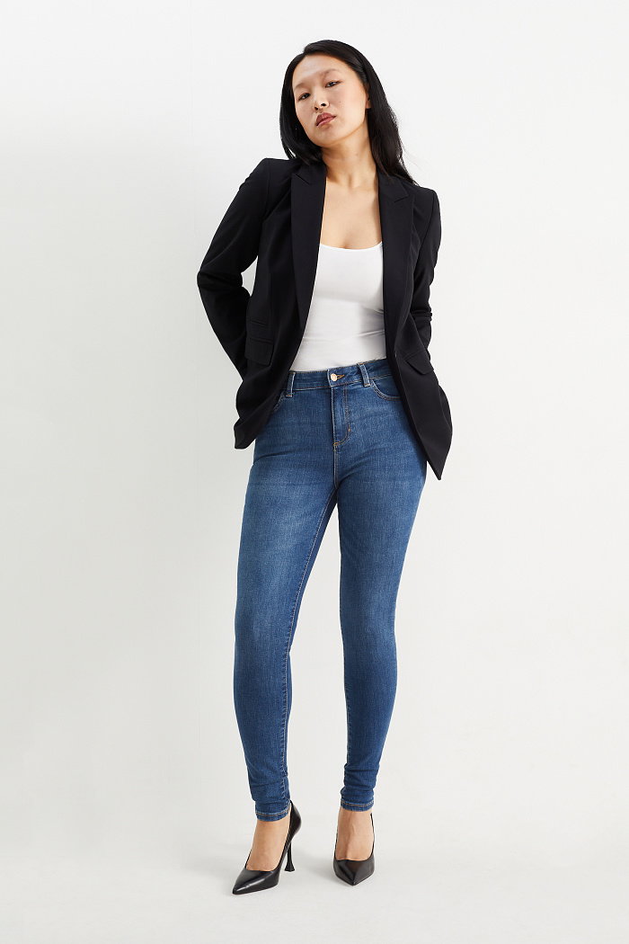 C&A Skinny jeans-średni stan-LYCRA, Niebieski, Rozmiar: 48