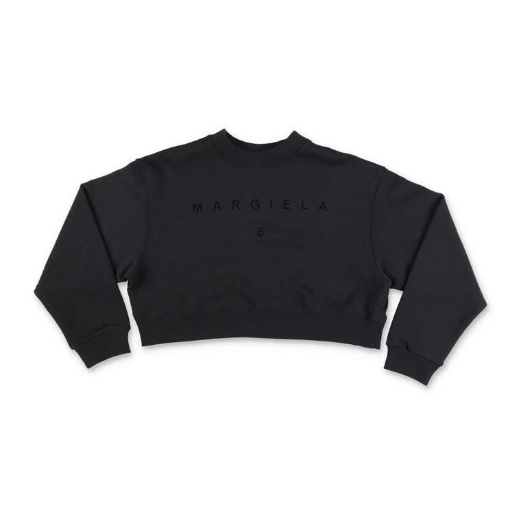 Czarny Bawełniany Crop Sweatshirt MM6 Maison Margiela