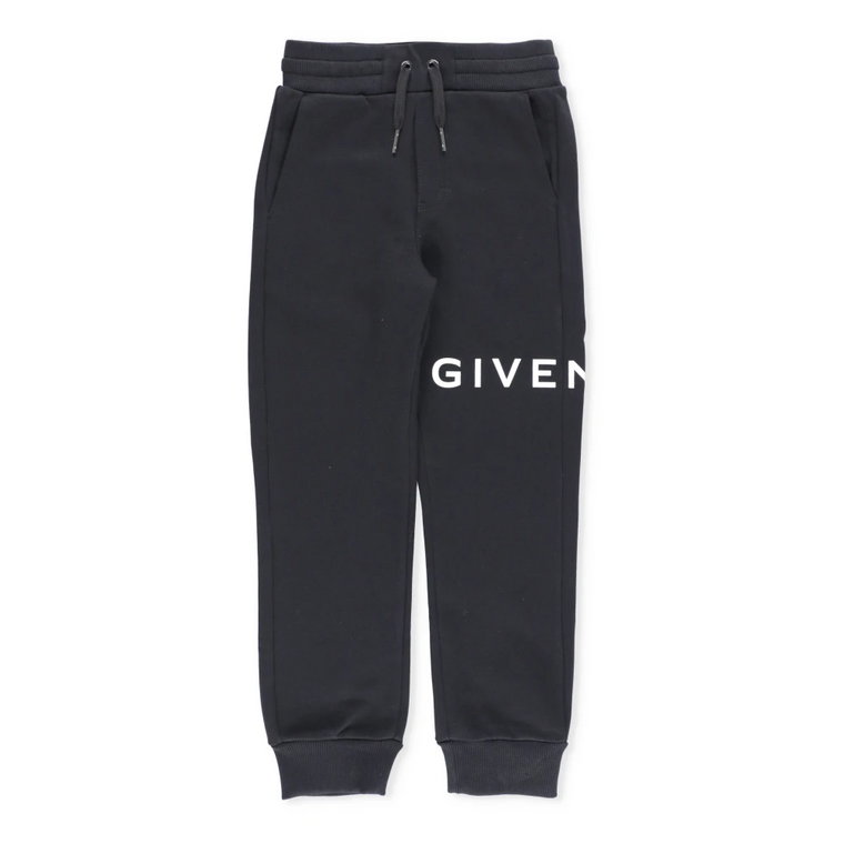 Czarne Junior Bawełniane Spodnie z Logo Givenchy