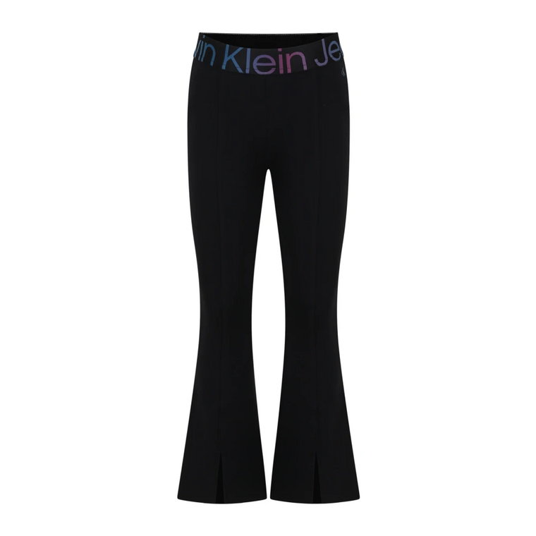 Czarne spodnie z logo na elastycznym pasku Calvin Klein