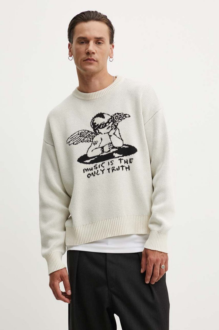 Kaotiko sweter męski kolor beżowy lekki AP006-01-1910