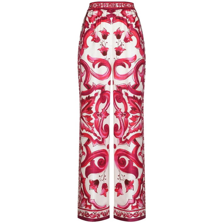 Majolika-print Jedwabne Spodnie Dolce & Gabbana