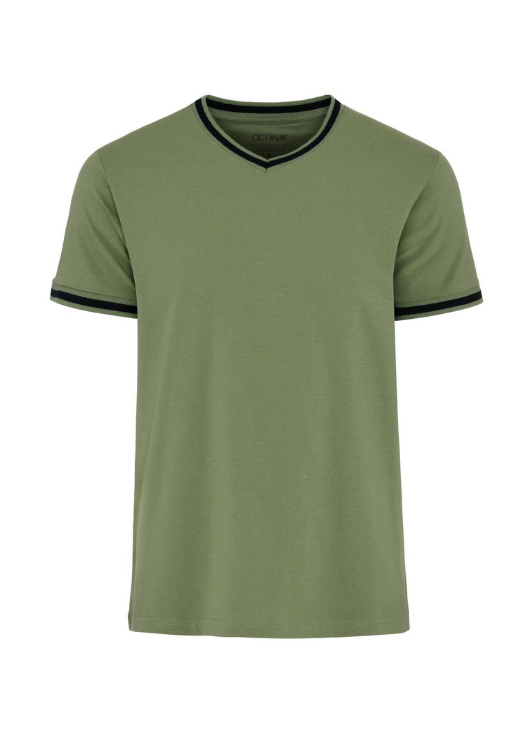 Zielono-czarny T-shirt męski
