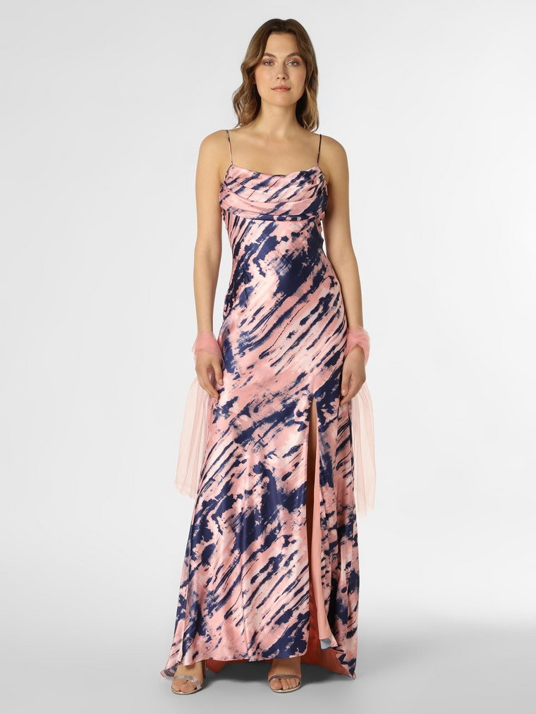 Unique - Damska sukienka wieczorowa z etolą, różowy|niebieski