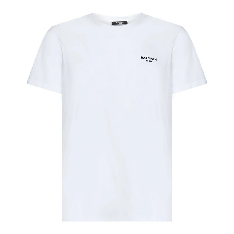 Białe T-shirty i Pola z dekoltem w stylu Crewneck Balmain