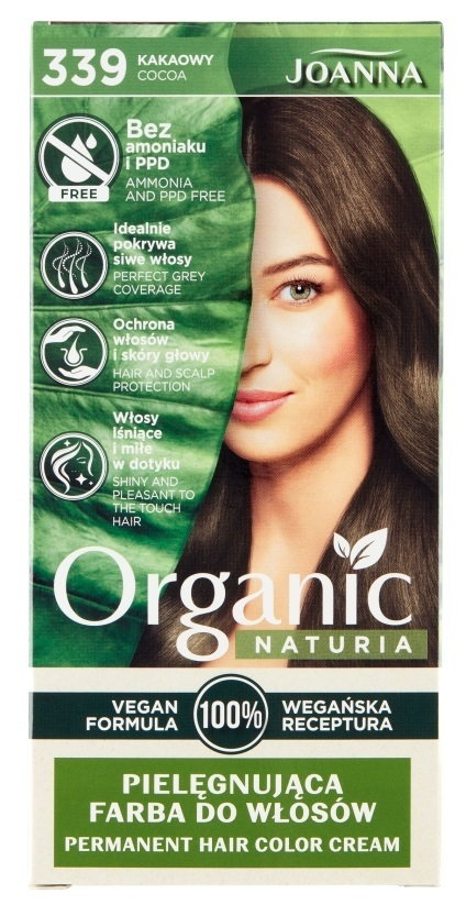 Joanna Naturia Organic Vegan - Farba do włosów Kakaowy 339