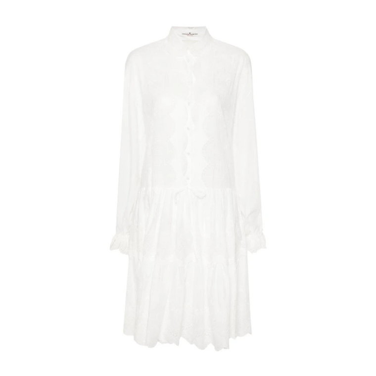 Biała Bawełniana Sukienka Midi Ermanno Scervino