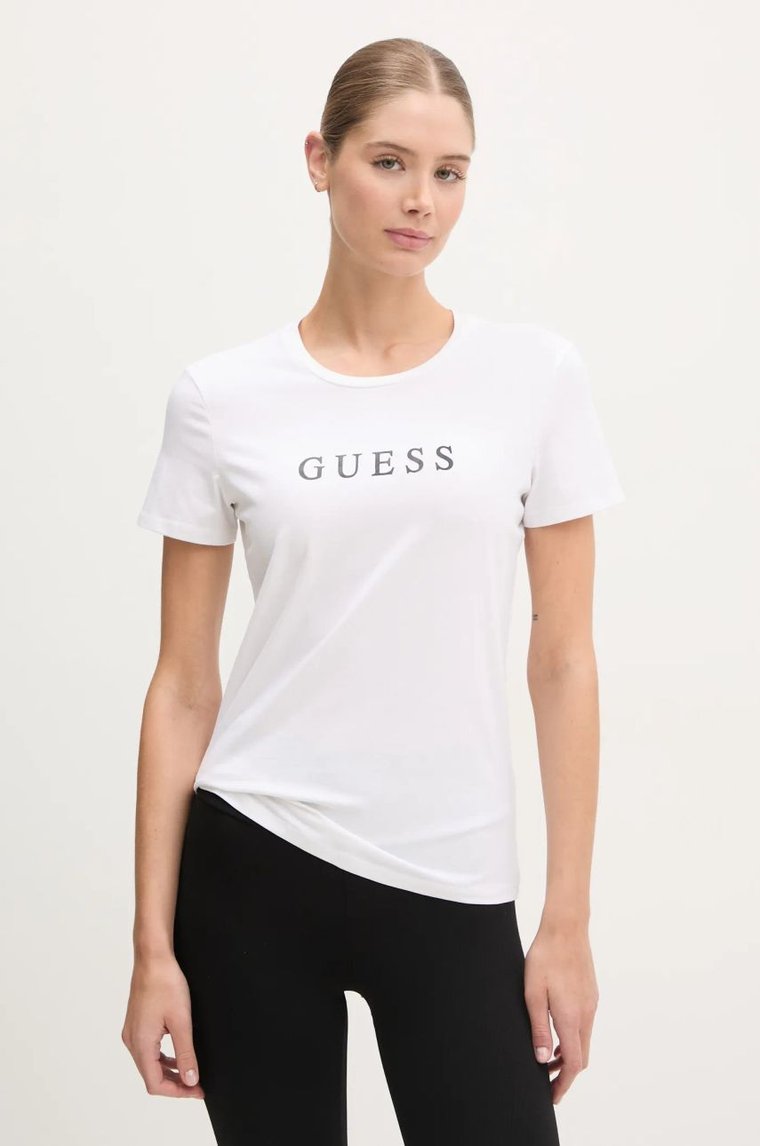 Guess t-shirt NEW CARRIE damski kolor beżowy O5RI01 KBBU1