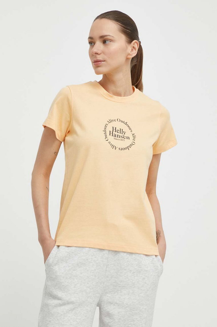 Helly Hansen t-shirt bawełniany damski kolor żółty