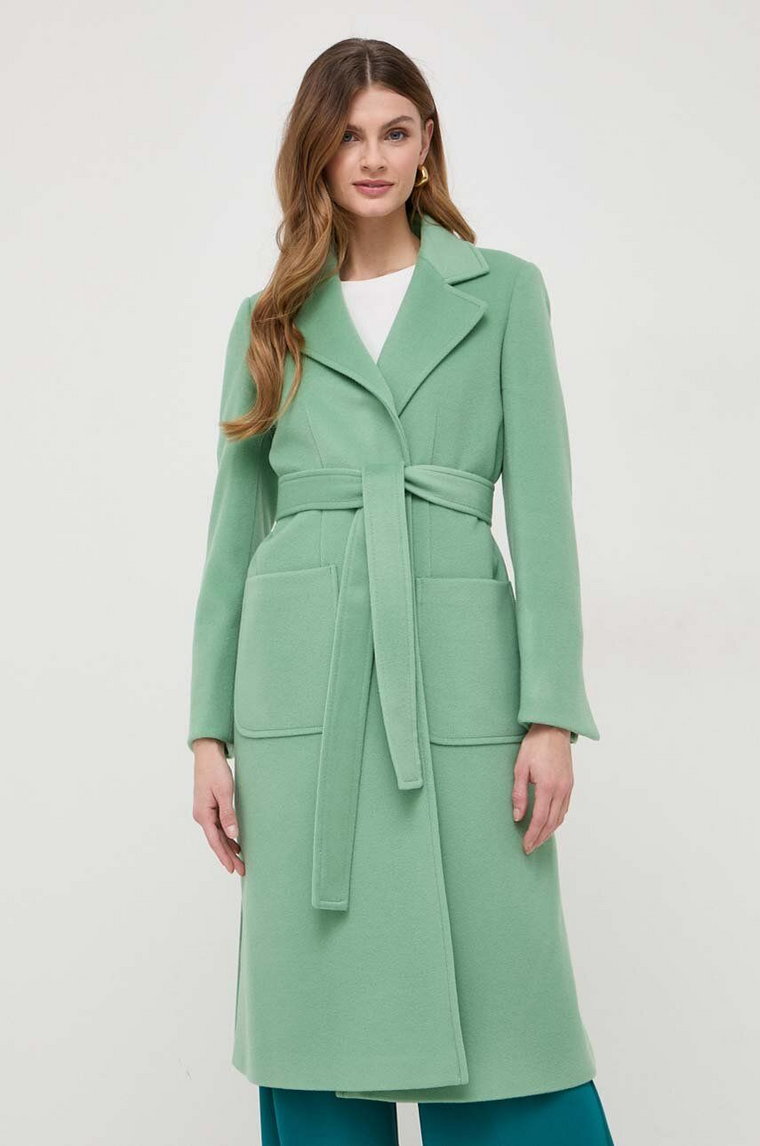 MAX&Co. płaszcz wełniany kolor zielony przejściowy niezapinany