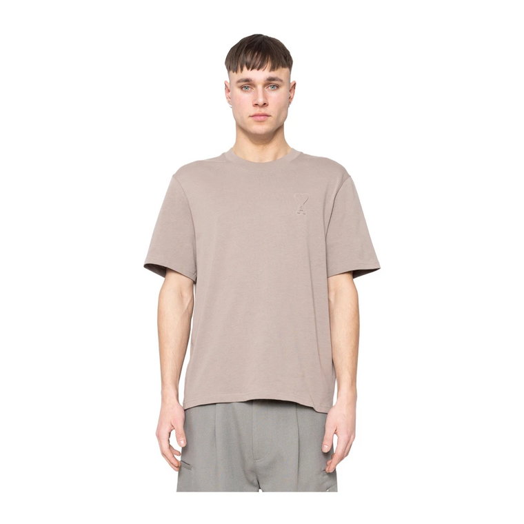 Jasny Taupe ADC T-Shirt - Minimalistyczny Design, Wysokiej Jakości Materiał Ami Paris
