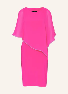 Joseph Ribkoff Signature Sukienka Koktajlowa Z Mieszanki Materiałów Z Ozdobnymi Kamykami pink