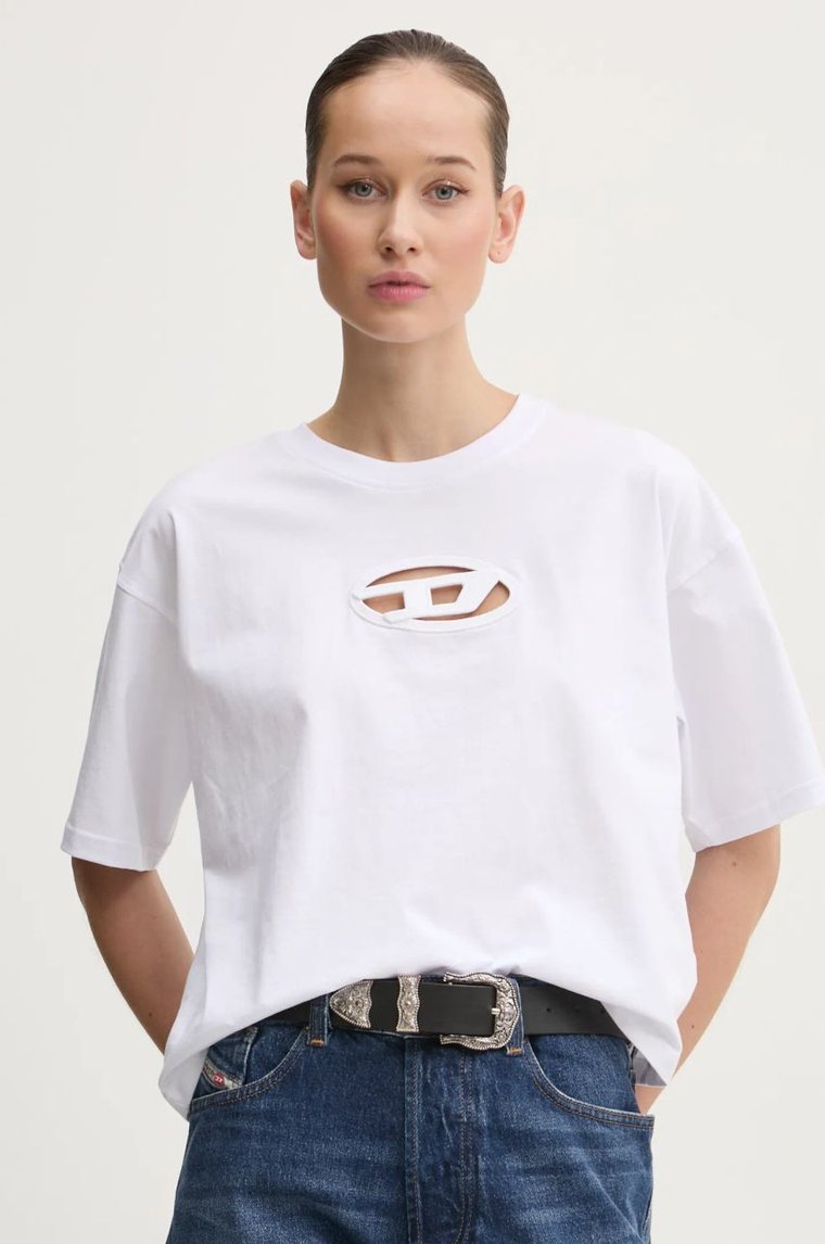 Diesel t-shirt bawełniany T-BUXT-CROP-OD damski kolor biały A15096.0NIAX