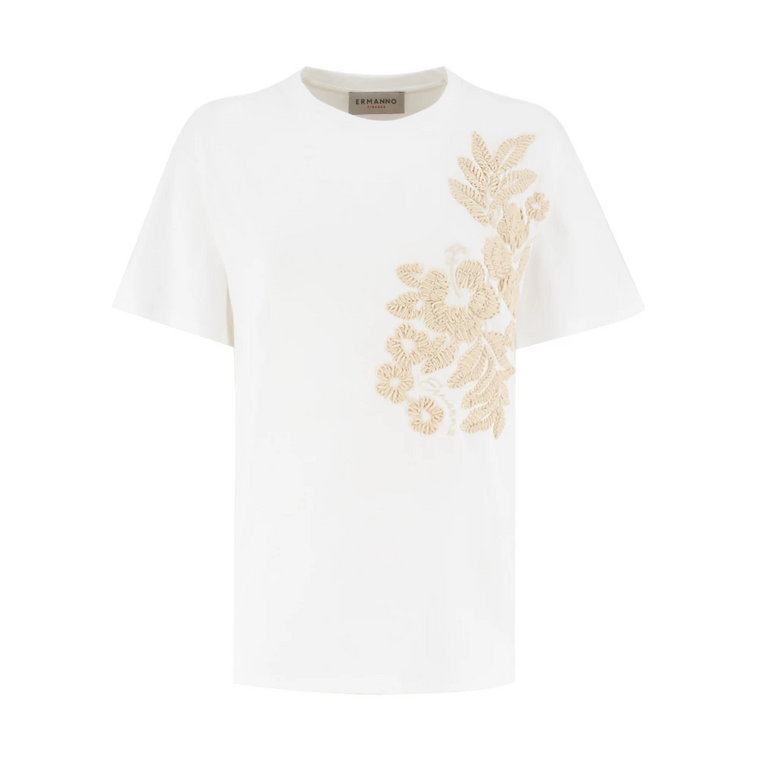 Koszulka z haftem kwiatowym Ermanno Scervino