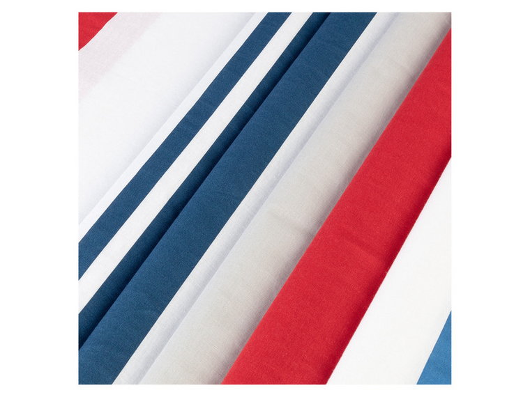 LIVARNO home Pościel dwustronna z bawełny renforcé, 140 x 200 cm (Paski/niebieski/biały/czerwony)