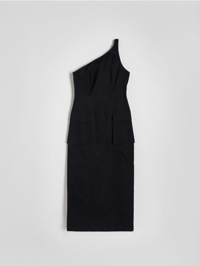 Reserved - Sukienka z kieszeniami cargo - czarny