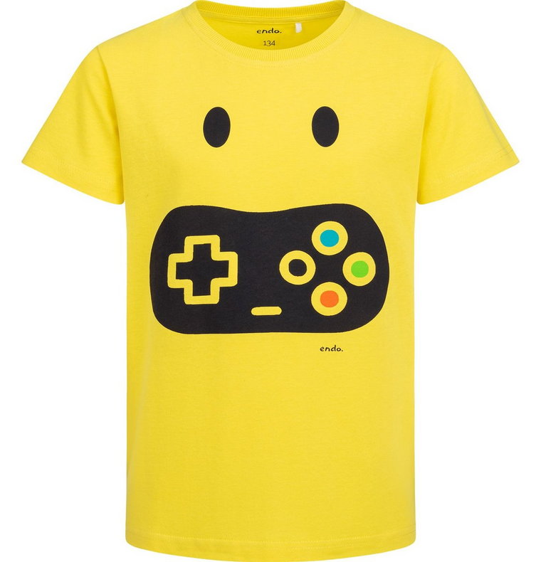 T-shirt Koszulka dziecięca chłopięca Bawełna żółty 164 GamePad  Endo