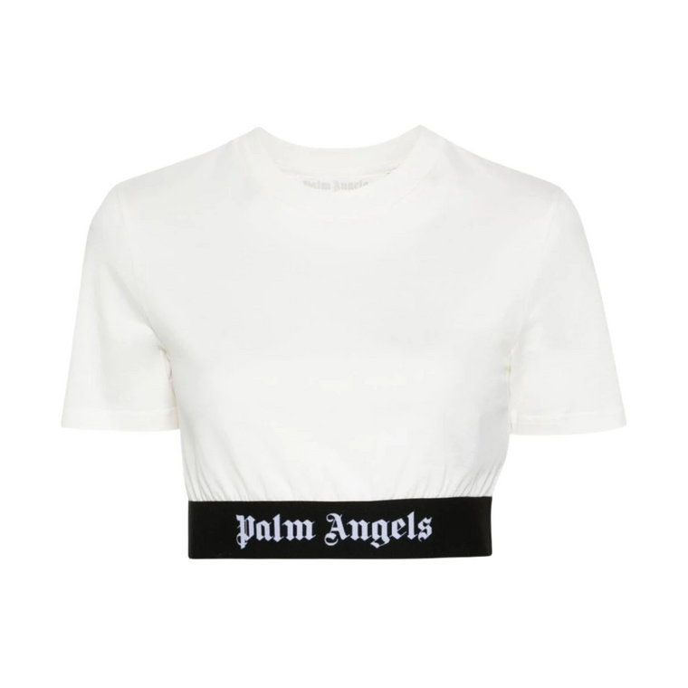 Koszulka z Logo Band Crop Biały Palm Angels