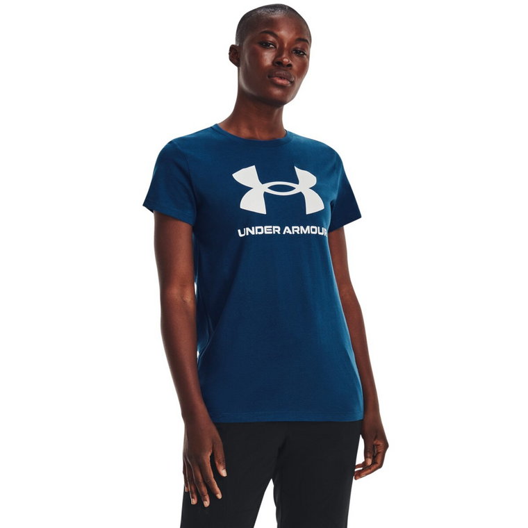 Damski t-shirt z nadrukiem Under Armour Sportstyle Logo SS - granatowy