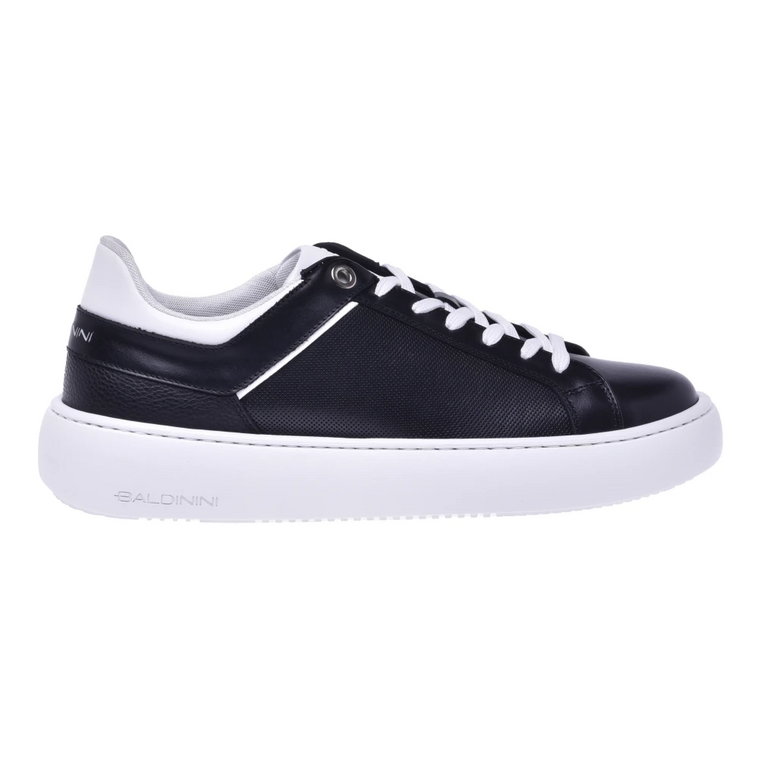 Black and white leather low-top trainers Baldinini