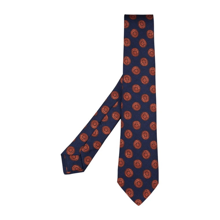 Wyrafinowany Jedwabny Krawat z Pomarańczowym Wzorem Kiton