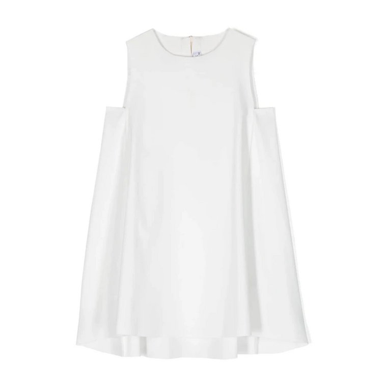 Biała Sukienka Bez Rękawów z Asymetrycznym Szyfonem Il Gufo