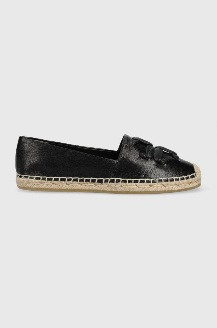 Tory Burch espadryle skórzane Woven kolor czarny 144042-004