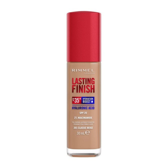 Rimmel Lasting Finish 35H silnie nawilżający i długotrwale kryjący podkład do twarzy z filtrem SPF20 201 Classic Beige 30ml