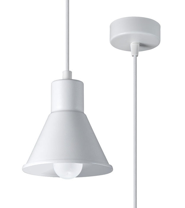 Biała industrialna lampa wisząca - S166-Melvi