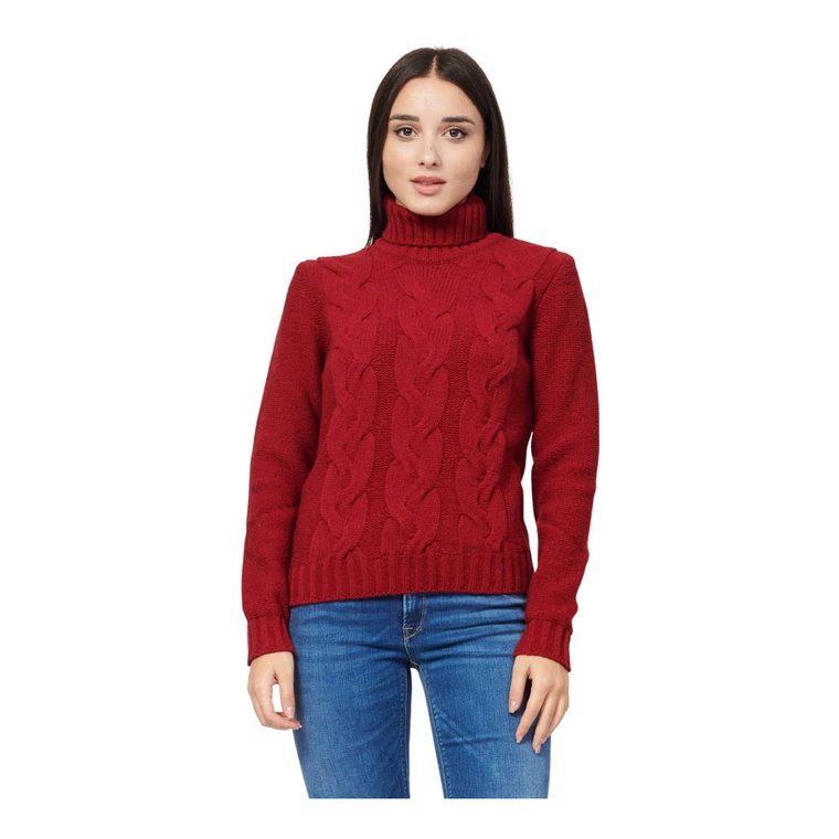 Czerwony Sweter z Golfem dla Nowoczesnych Kobiet K-Way