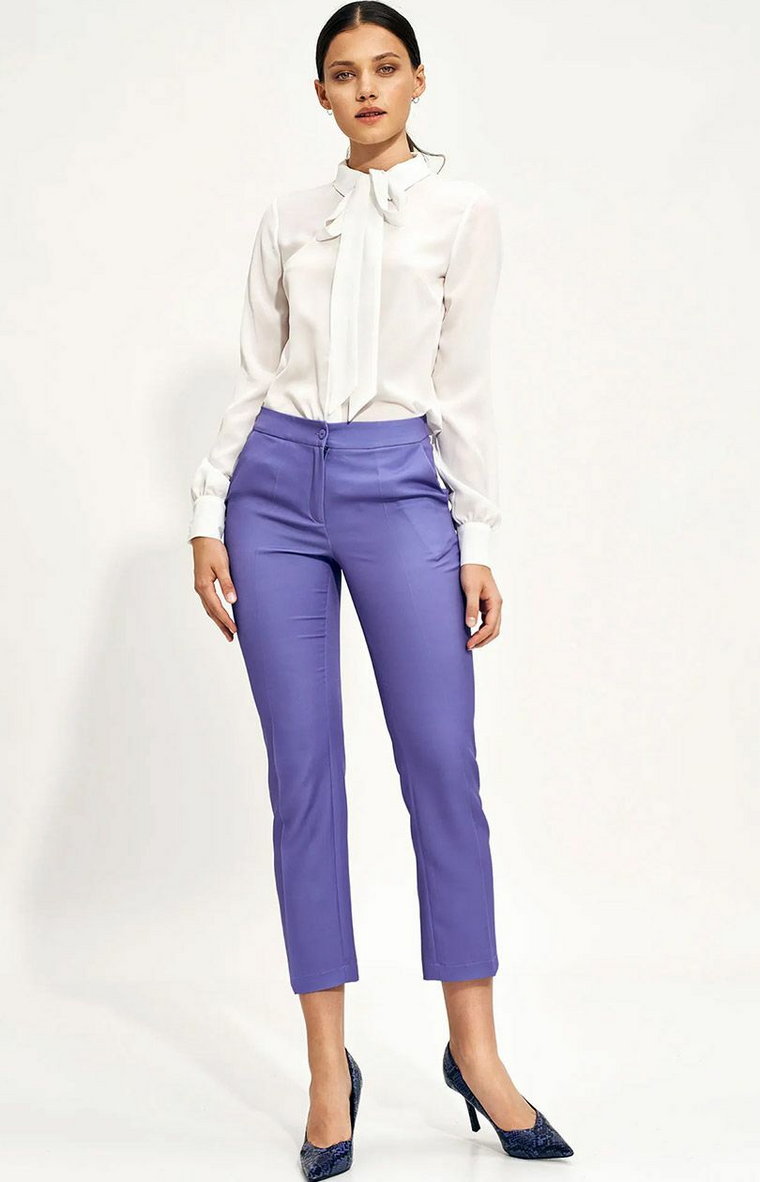 Klasyczne spodnie damskie w kolorze fioletowym SD70F, Kolor fioletowy, Rozmiar 36, Nife