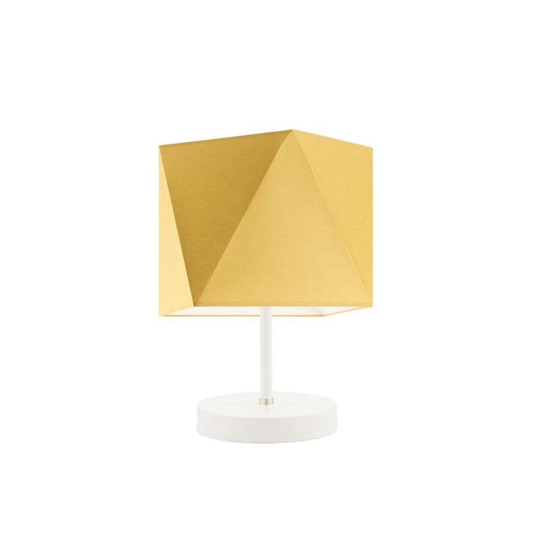 Lampka nocna LYSNE Pasadena, 60 W, E27, musztardowa/biała, 30x23 cm