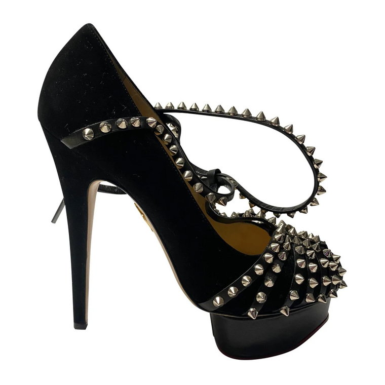 Czarne Studded Platform Pumps Charlotte Olympia