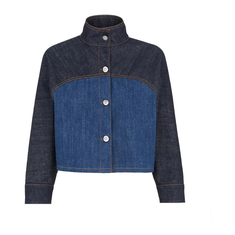 Bicolor Denim Crop Jacket Fendi