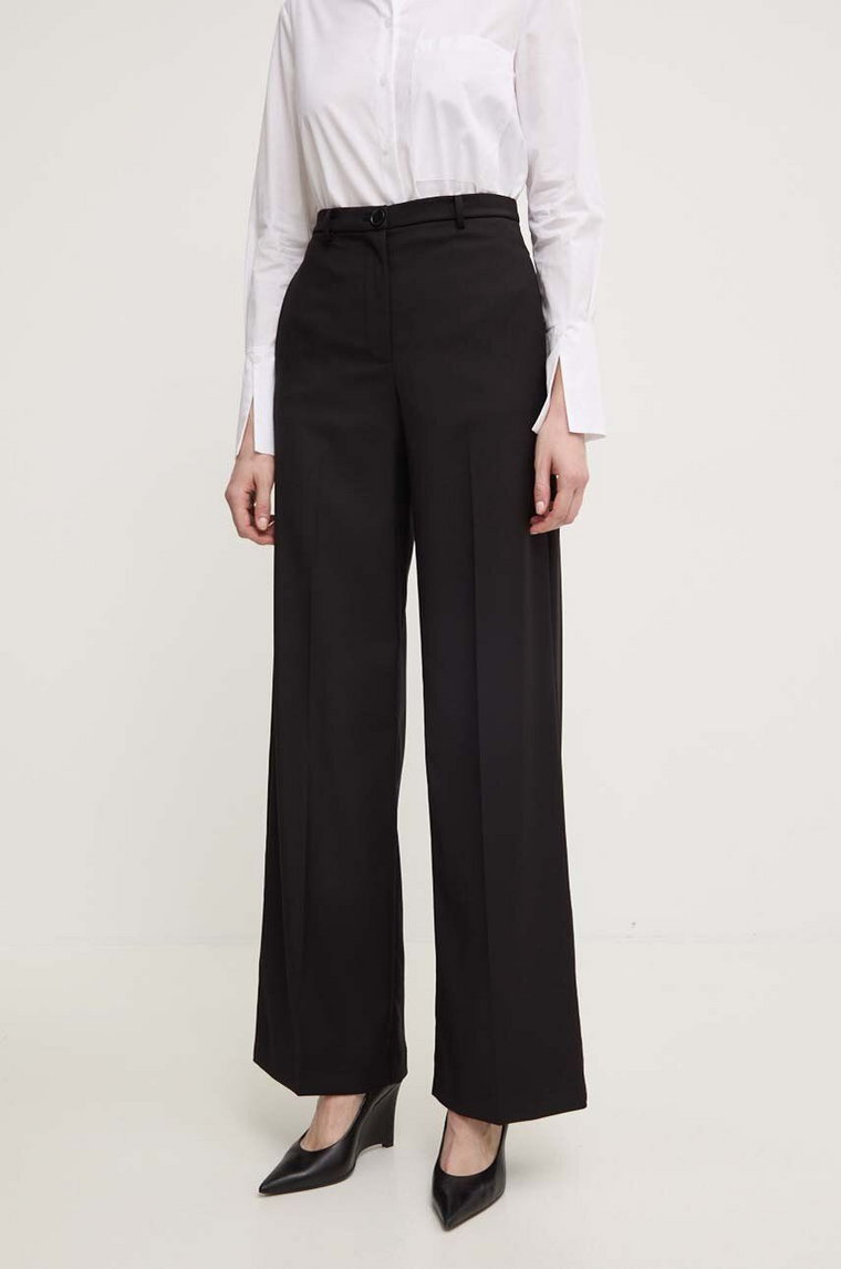 Patrizia Pepe spodnie damskie kolor czarny szerokie high waist 8P0615 A106