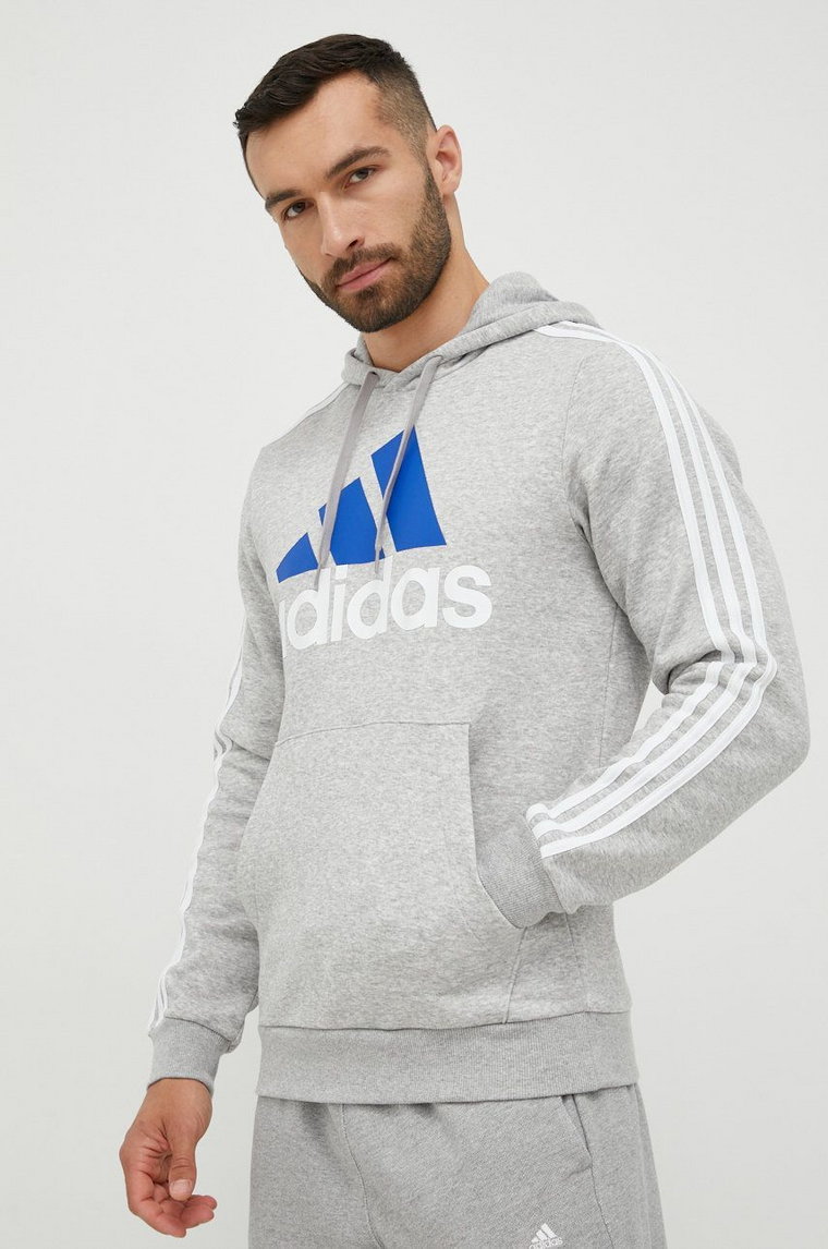 adidas bluza męska kolor szary z kapturem melanżowa