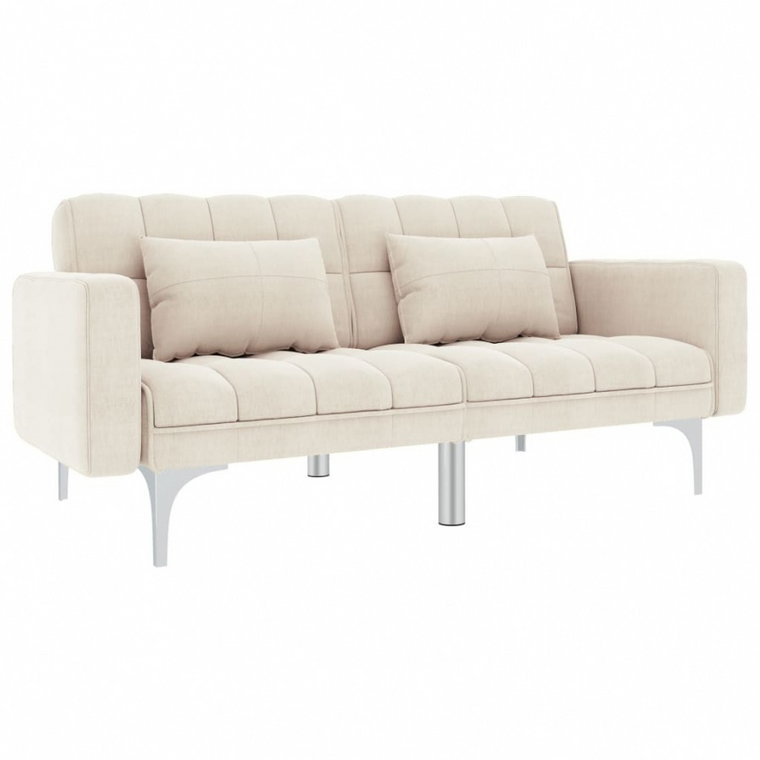 Sofa rozkładana, kremowa, tapicerowana tkaniną kod: V-247216