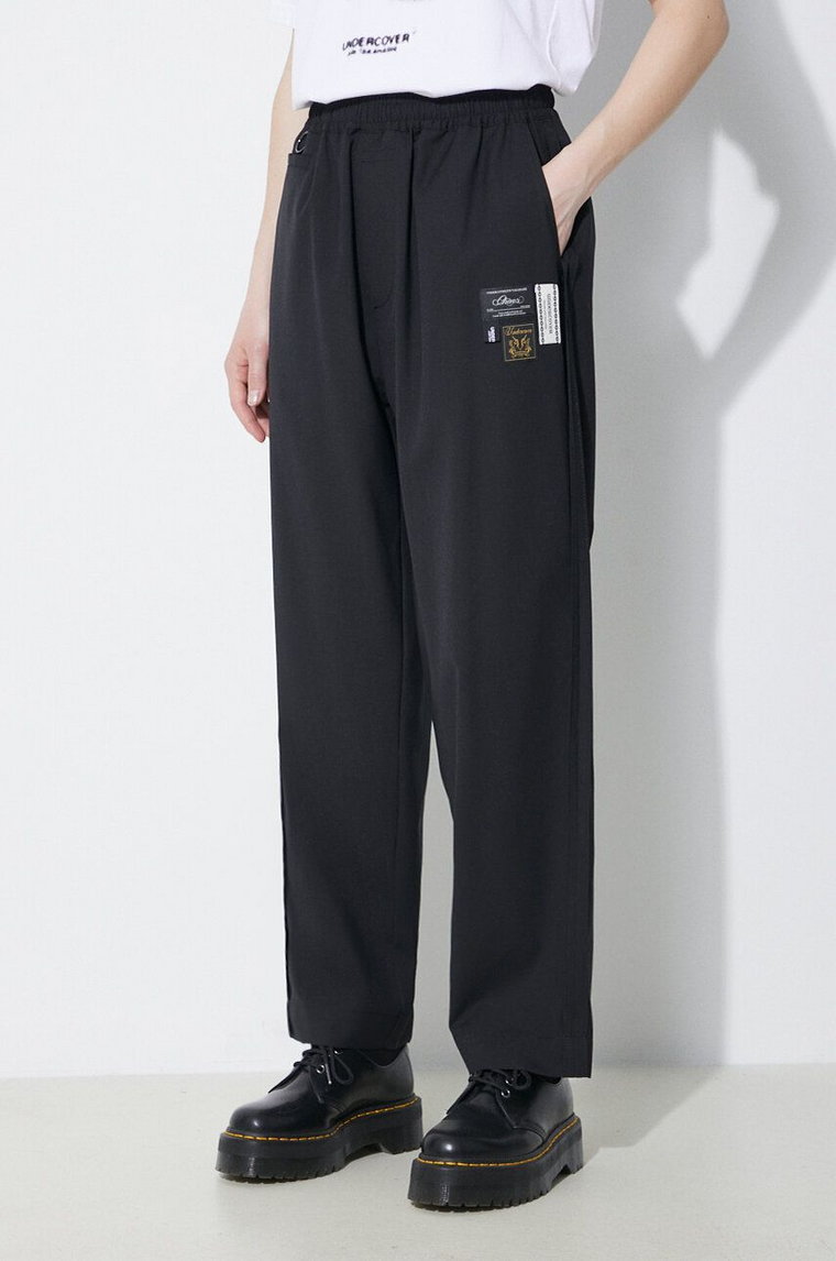 Undercover spodnie wełniane Pants kolor czarny szerokie high waist UC1D1501.3