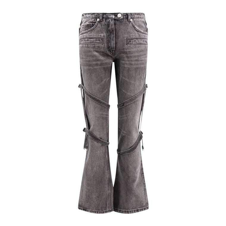 Szare Bawełniane Spodnie z Szczegółem Multi-Strap Courrèges