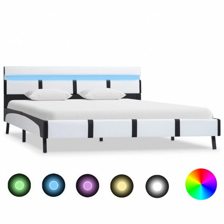 Rama łóżka z LED, biała, sztuczna skóra, 120 x 200 cm kod: V-280298