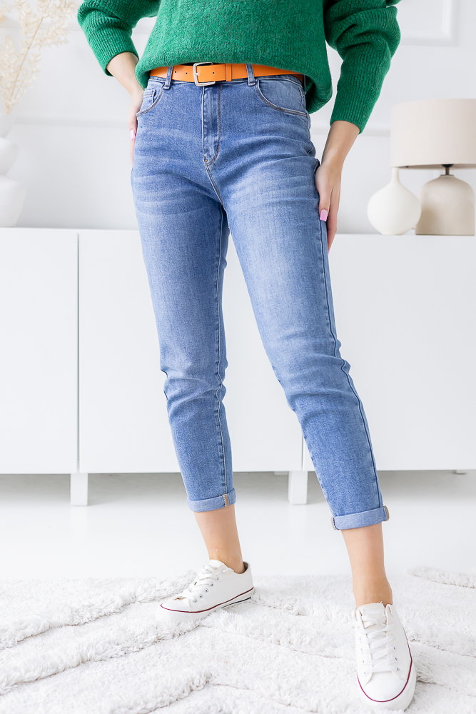Jasnoniebieskie Spodnie jeansowe z paskiem REMSI