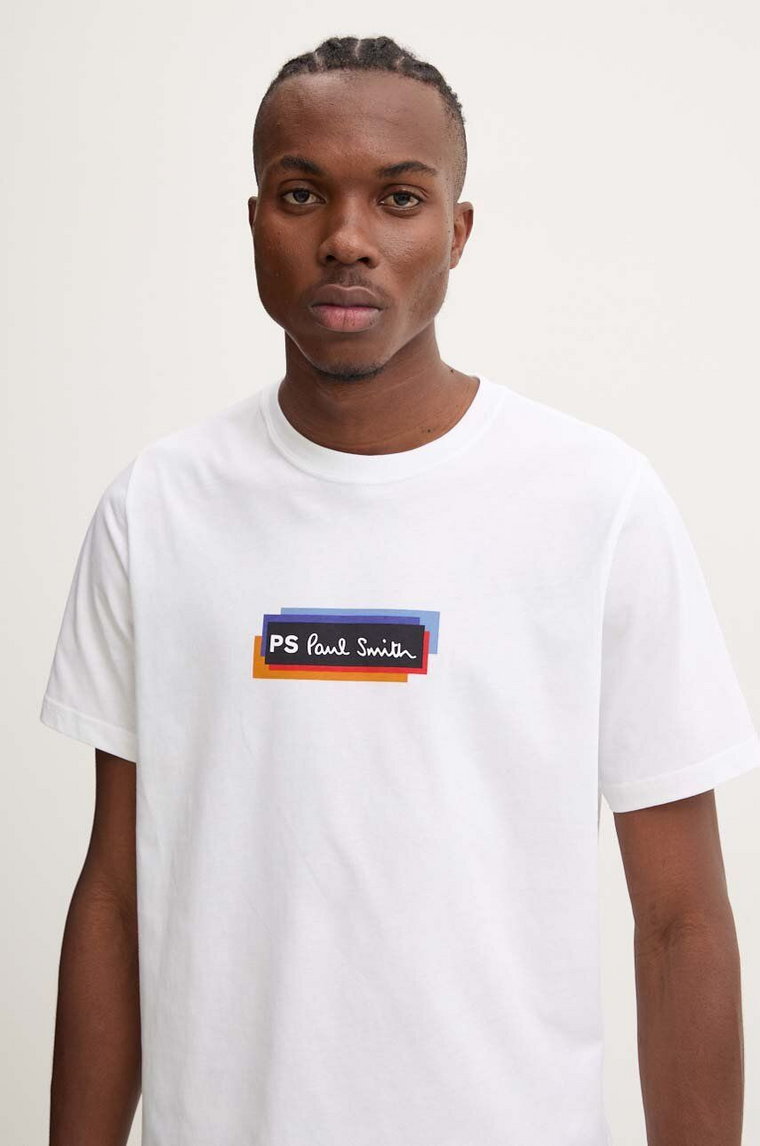 PS Paul Smith t-shirt bawełniany męski kolor beżowy z nadrukiem M2R.011R.NP4808